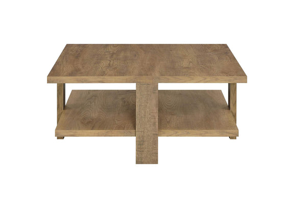 707718-S3 Dawn 3-piece Round Coffee and End Table Set Mango Brown