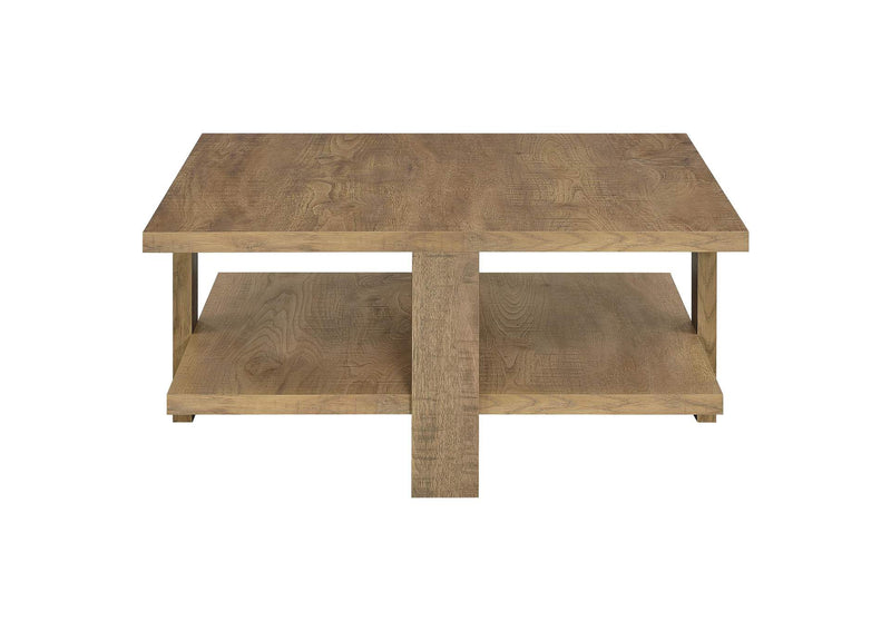 707718-S3 Dawn 3-piece Round Coffee and End Table Set Mango Brown