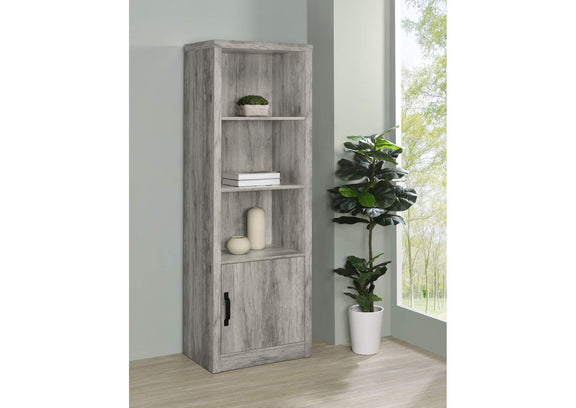 707726 Burke 4-shelf Engineered Wood Media Tower Grey Driftwood