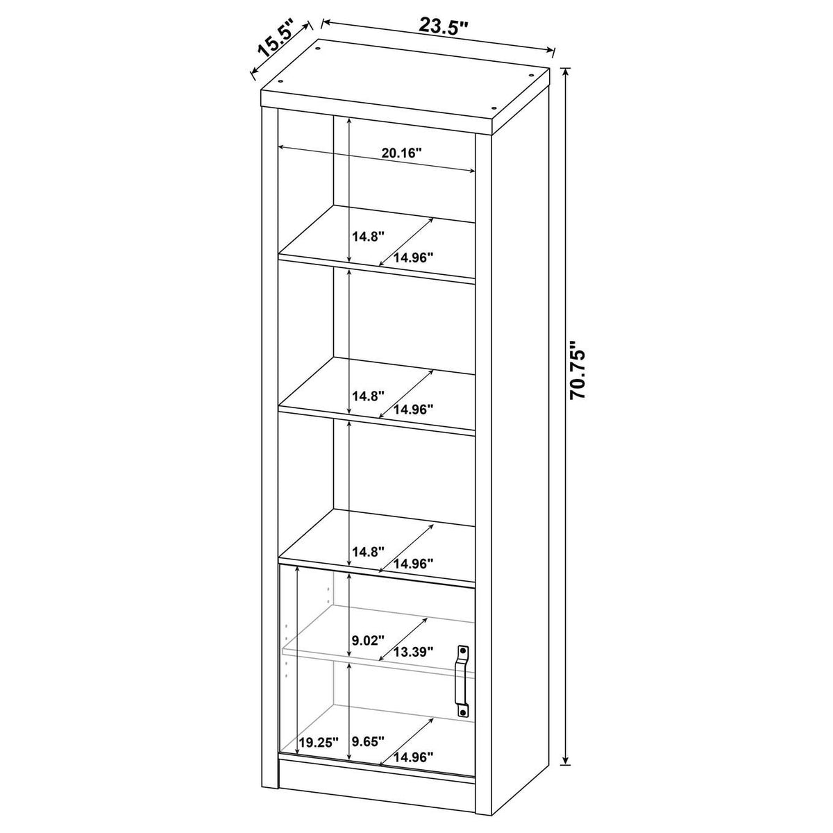 707726 Burke 4-shelf Engineered Wood Media Tower Grey Driftwood
