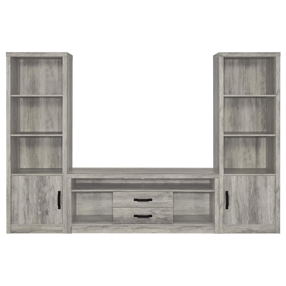 707726 Burke 4-shelf Engineered Wood Media Tower Grey Driftwood