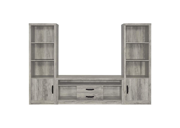 707726 Burke 4-shelf Engineered Wood Media Tower Grey Driftwood