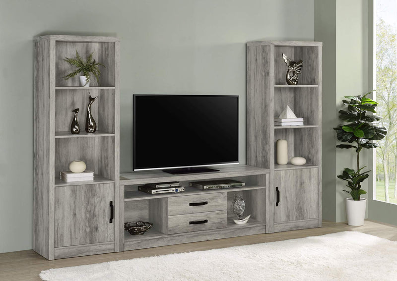 707726 Burke 4-shelf Engineered Wood Media Tower Grey Driftwood