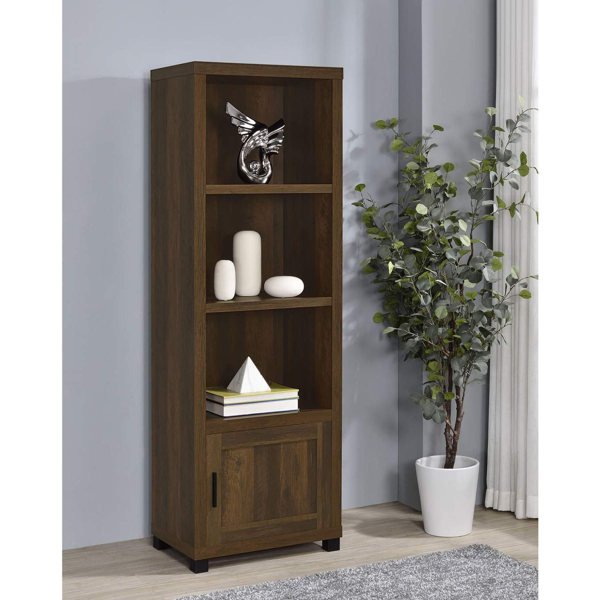 707736 Sachin 3-shelf Engineered Wood Media Tower Dark Pine