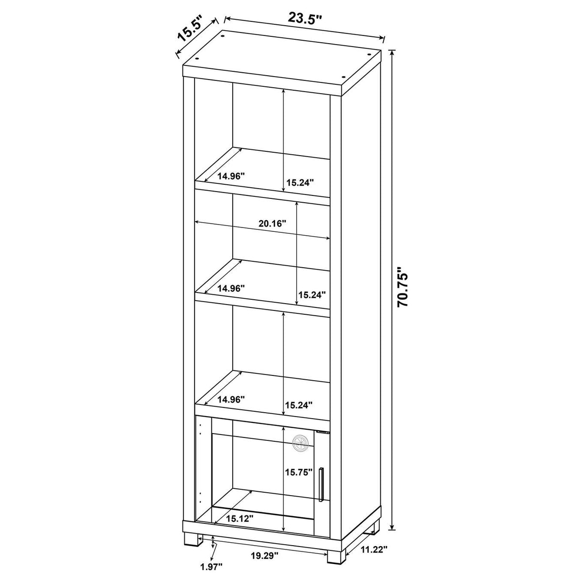 707736 Sachin 3-shelf Engineered Wood Media Tower Dark Pine
