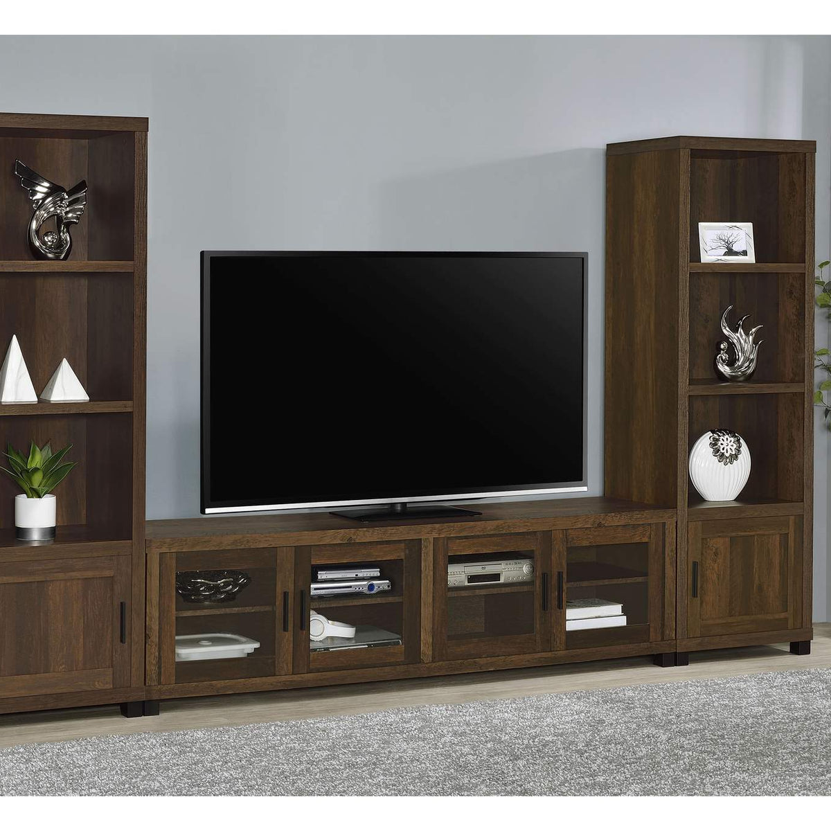 707736 Sachin 3-shelf Engineered Wood Media Tower Dark Pine