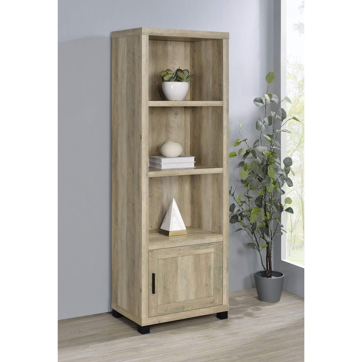 707746 Sachin 3-shelf Engineered Wood Media Tower Distressed Pine
