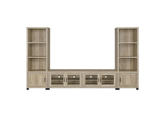 707746 Sachin 3-shelf Engineered Wood Media Tower Distressed Pine