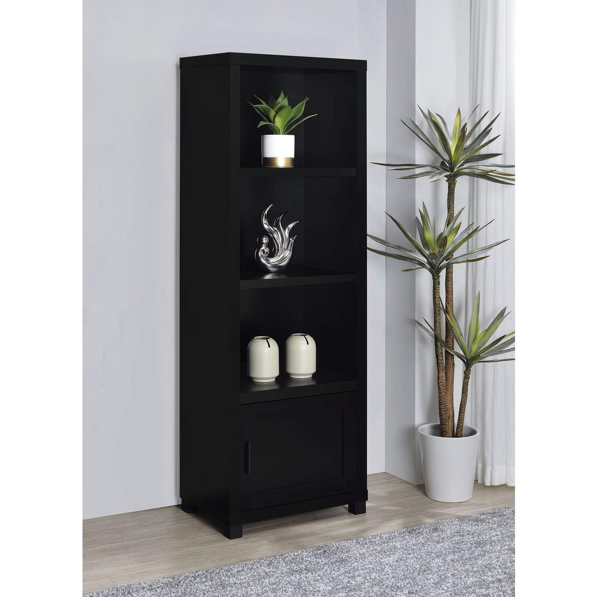 707756 Jupiter 3-shelf Engineered Wood Media Tower Black