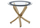 707887 Brooke Round Glass Top Side End Table Metal Base Brass