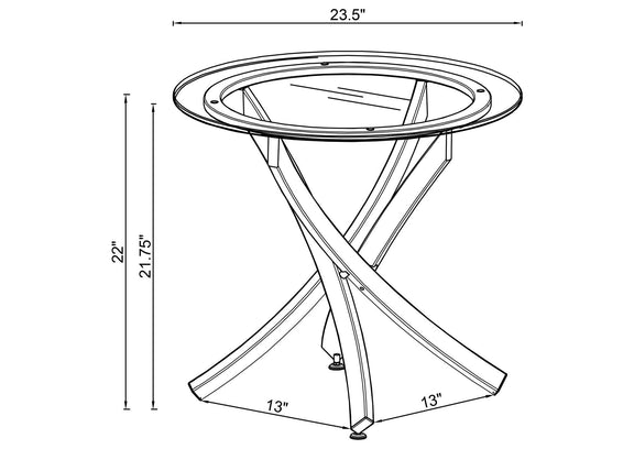 707887 Brooke Round Glass Top Side End Table Metal Base Brass