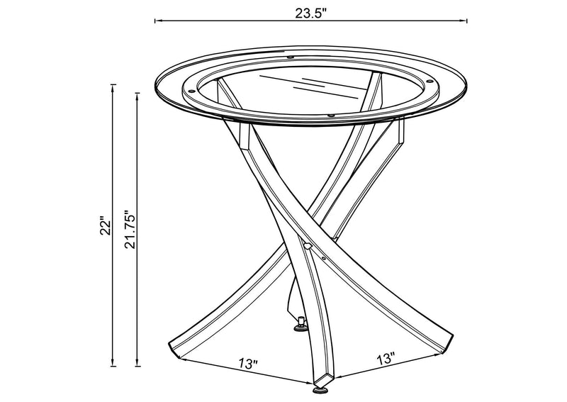 707887 Brooke Round Glass Top Side End Table Metal Base Brass