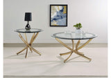 707888-S2 Brooke 2-piece Round Coffee and End Table Set Rose Brass