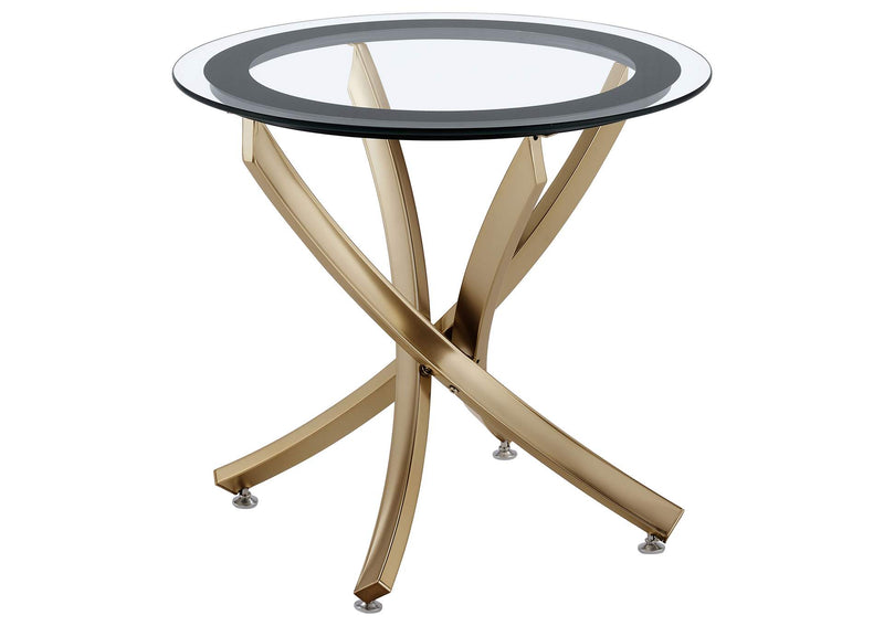707888-S2 Brooke 2-piece Round Coffee and End Table Set Rose Brass
