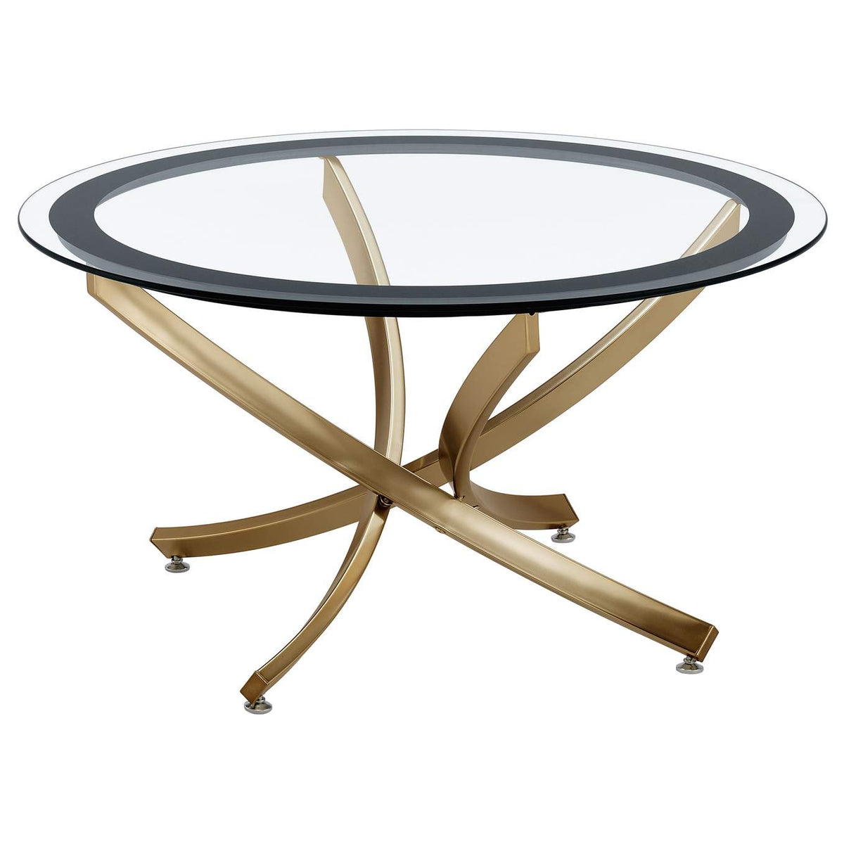 707888-S2 Brooke 2-piece Round Coffee and End Table Set Rose Brass