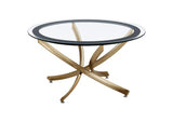 707888-S2 Brooke 2-piece Round Coffee and End Table Set Rose Brass