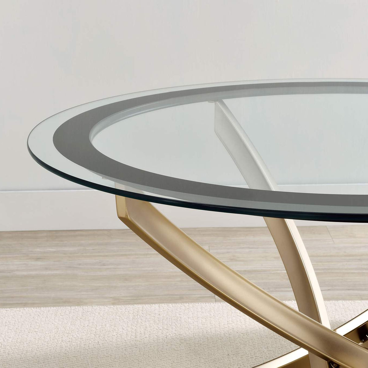 707888-S2 Brooke 2-piece Round Coffee and End Table Set Rose Brass