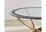 707888-S2 Brooke 2-piece Round Coffee and End Table Set Rose Brass