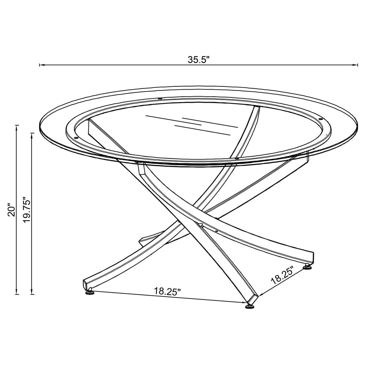 707888-S2 Brooke 2-piece Round Coffee and End Table Set Rose Brass