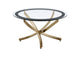 707888 Brooke Round Glass Top Coffee Table Metal Base Brass