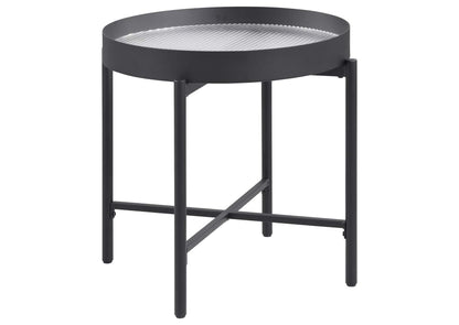 707897 Ozella Round End Side Table with Recessed Top Sandy Black