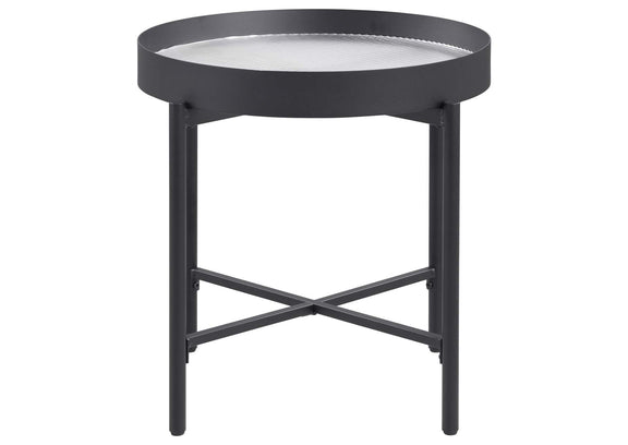 707897 Ozella Round End Side Table with Recessed Top Sandy Black