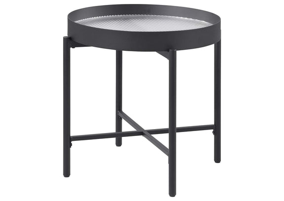 707897 Ozella Round End Side Table with Recessed Top Sandy Black