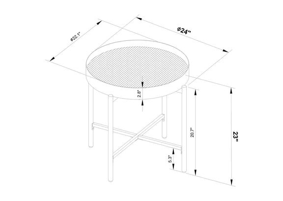 707897 Ozella Round End Side Table with Recessed Top Sandy Black