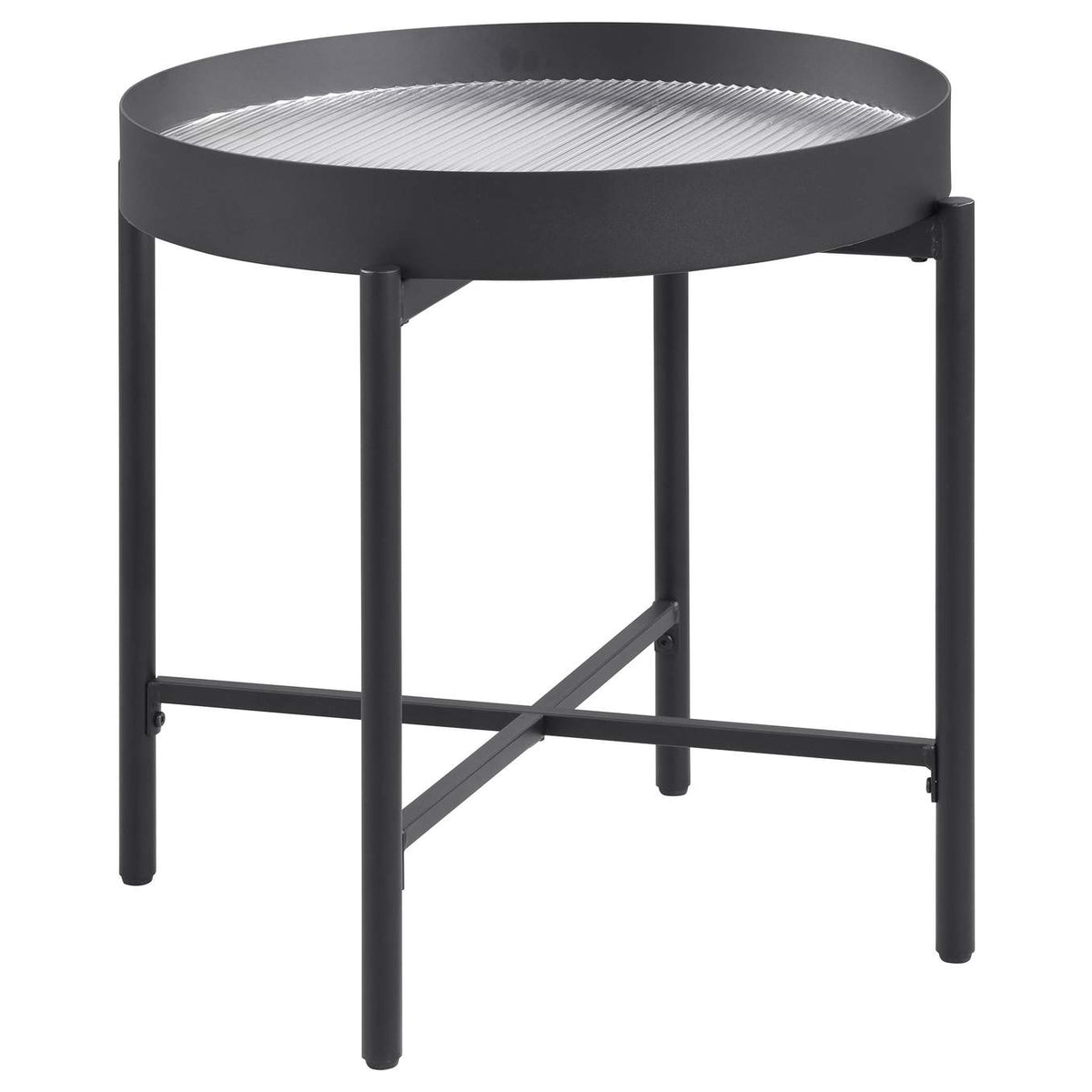 707898-S2 Ozella 2-piece Round Coffee and End Table Set Sandy Black
