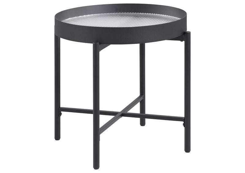 707898-S2 Ozella 2-piece Round Coffee and End Table Set Sandy Black