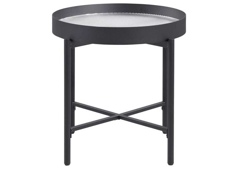 707898-S2 Ozella 2-piece Round Coffee and End Table Set Sandy Black