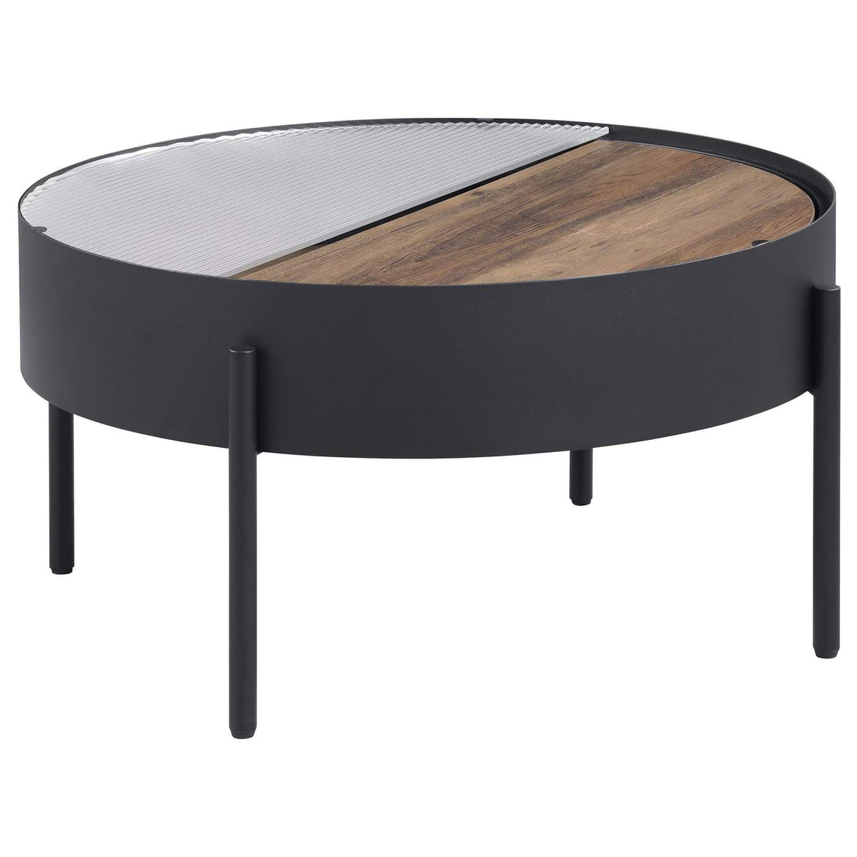 707898-S3 Ozella 3-piece Round Coffee and End Table Set Sandy Black