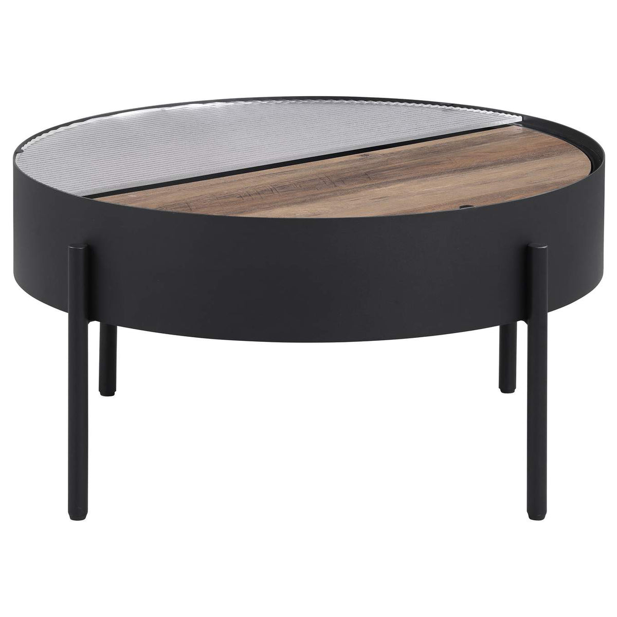 707898-S3 Ozella 3-piece Round Coffee and End Table Set Sandy Black