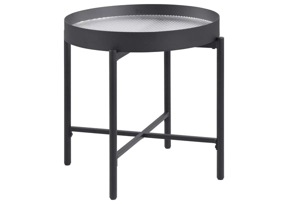 707898-S3 Ozella 3-piece Round Coffee and End Table Set Sandy Black