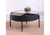 707898 Ozella Round Coffee Table with Hidden Storage Sandy Black