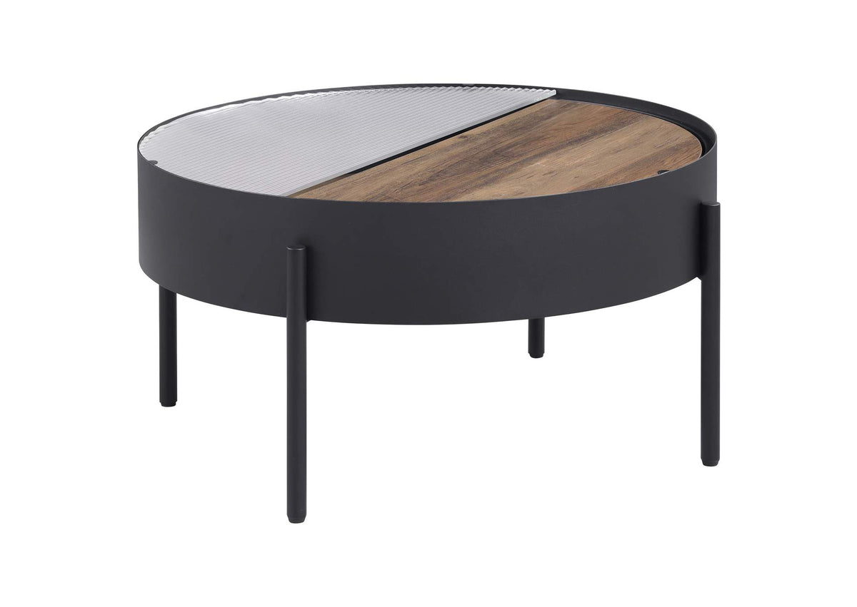 707898 Ozella Round Coffee Table with Hidden Storage Sandy Black