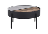 707898 Ozella Round Coffee Table with Hidden Storage Sandy Black