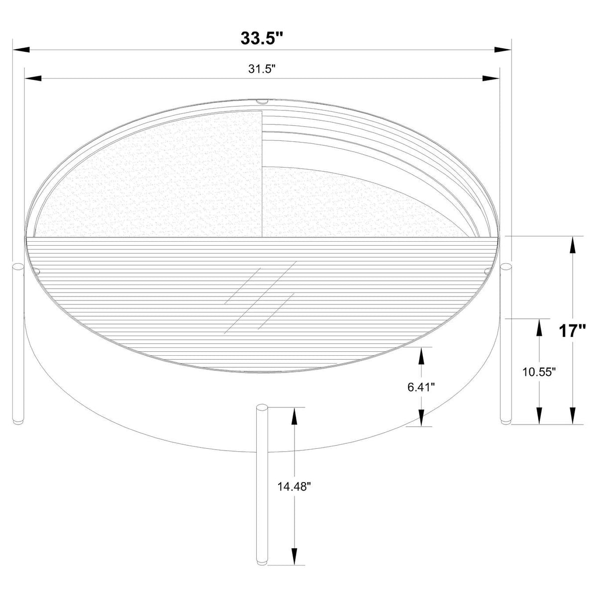 707898 Ozella Round Coffee Table with Hidden Storage Sandy Black
