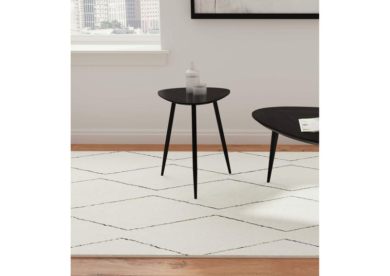 707917 Odessa Triangular Solid Wood End Table Black