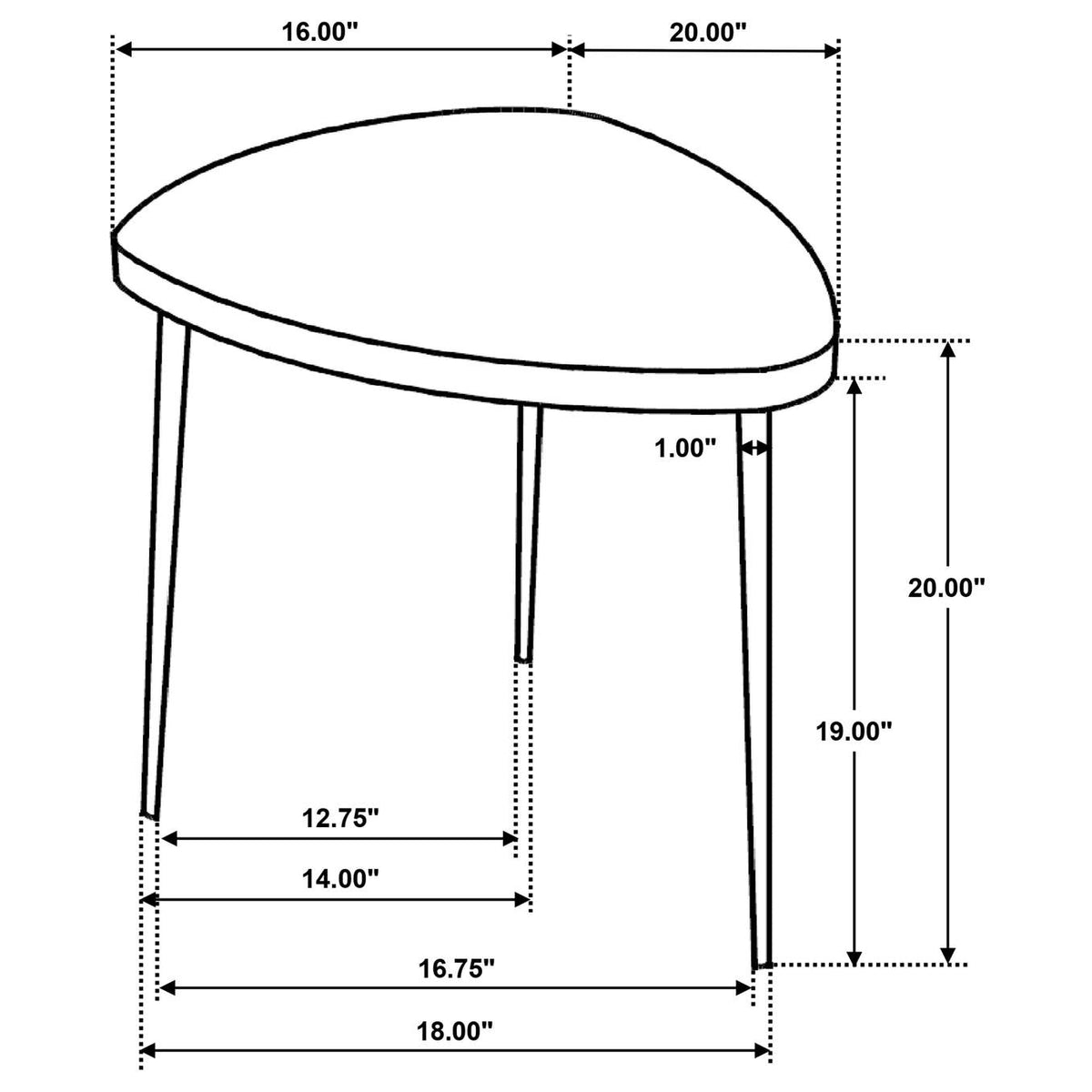 707917 Odessa Triangular Solid Wood End Table Black