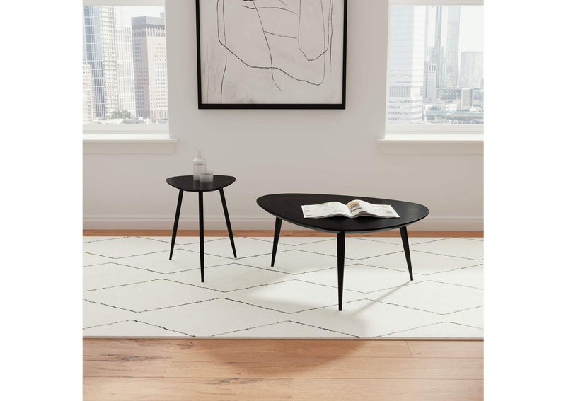 707917 Odessa Triangular Solid Wood End Table Black