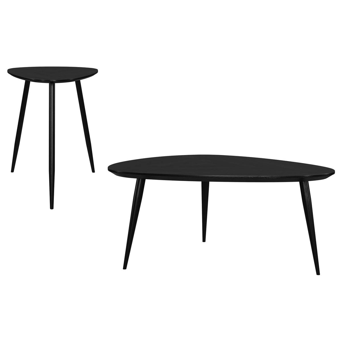 707918-S2 Odessa 2-piece Triangular Coffee and End Table Set Black
