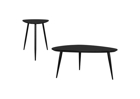 707918-S2 Odessa 2-piece Triangular Coffee and End Table Set Black