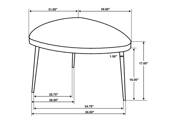 707918-S2 Odessa 2-piece Triangular Coffee and End Table Set Black
