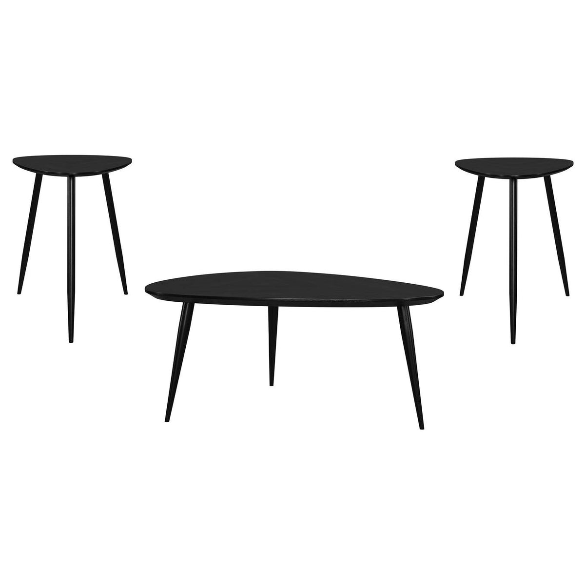 707918-S3 Odessa 3-piece Triangular Coffee and End Table Set Black