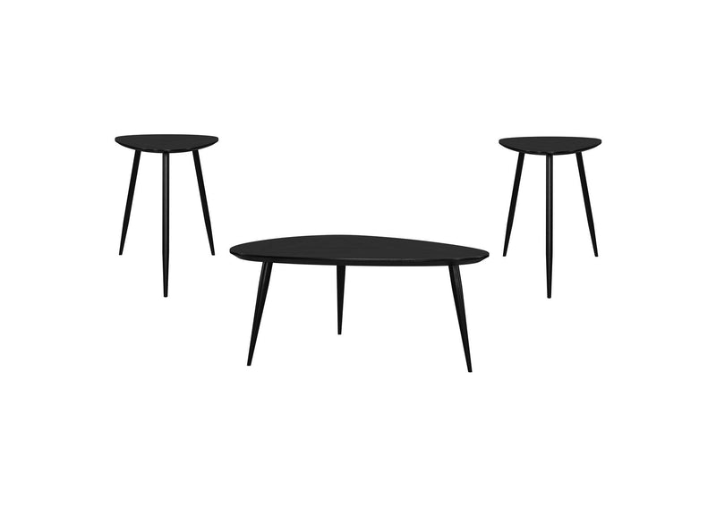 707918-S3 Odessa 3-piece Triangular Coffee and End Table Set Black