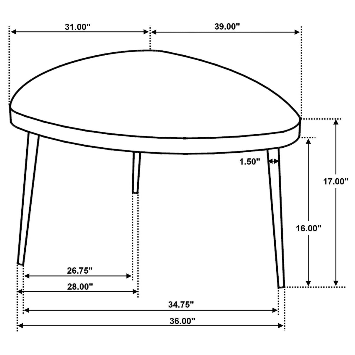 707918-S3 Odessa 3-piece Triangular Coffee and End Table Set Black