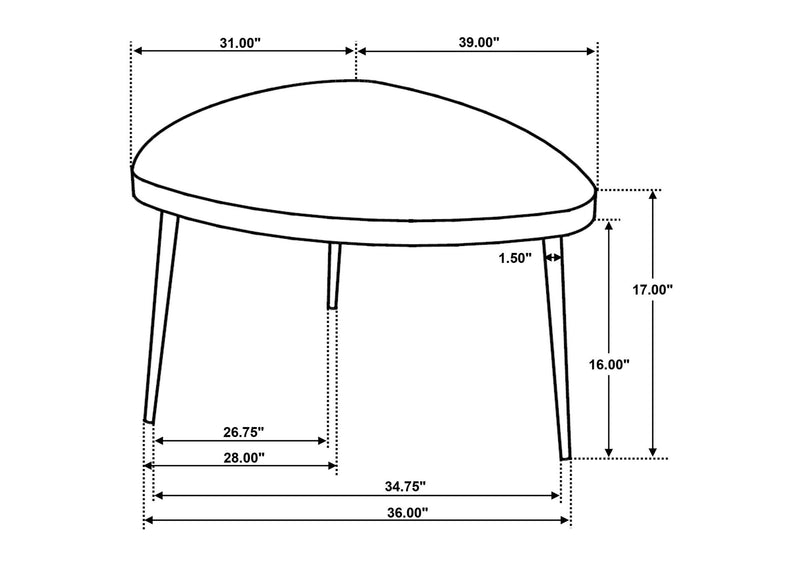 707918-S3 Odessa 3-piece Triangular Coffee and End Table Set Black