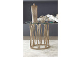 708057 Monett Round Glass Top Side End Table Chocolate Chrome