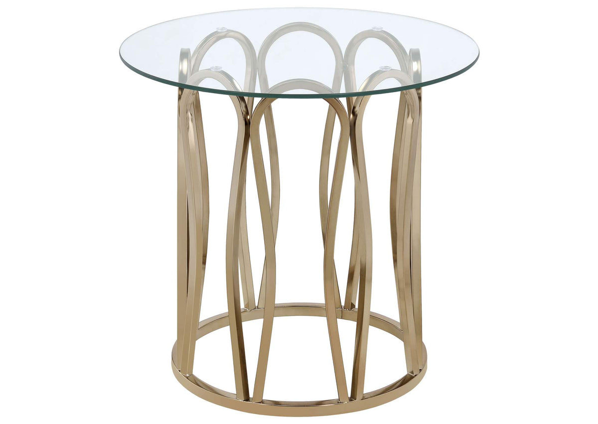 Monett Round Glass Top Side End Table Chocolate Chrome